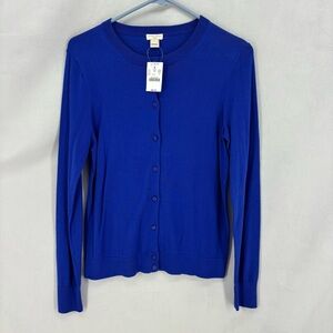 NWT J Crew Claire Cardigan Blue Cotton Button Front Sweater Women women’s small